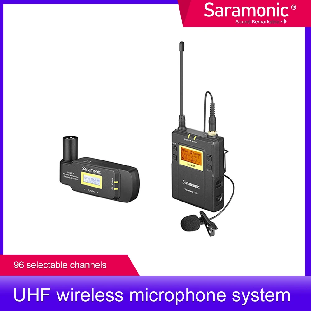 Saramonic UwMic9 TX9+RX-XLR9 Wireless Lavalier Microphone with Transmitter &amp XLR Battery Grip Receiver for Camera Camcorder |