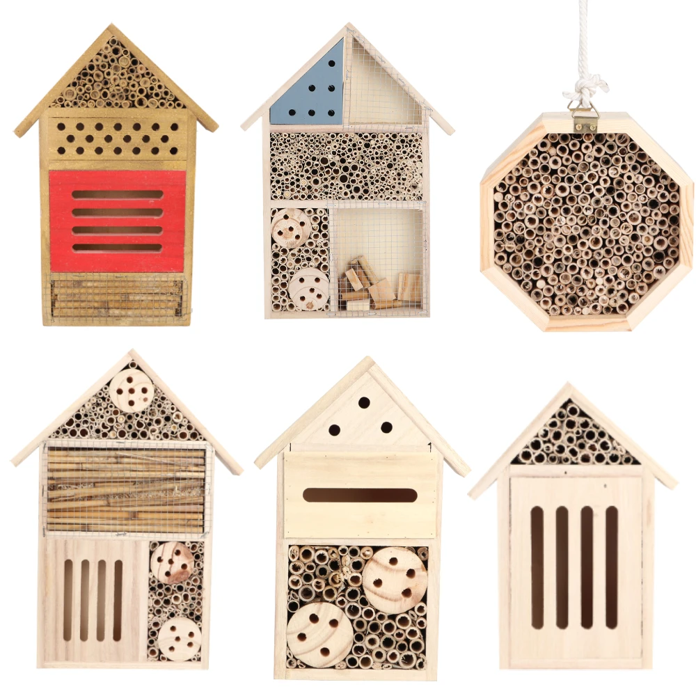 Wooden Insect Bee House Garden Decoration Nests Box bee breeding box