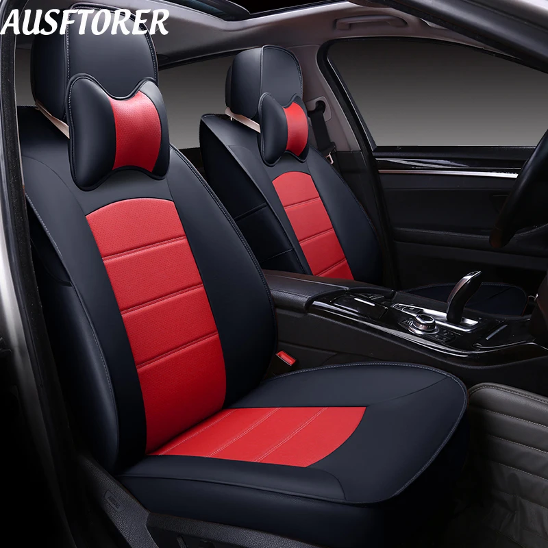 AUSFTORER Genuine Leather Cover Car for BMW 118i 116i Automobiles Seat Covers Set Seats Supports Protector Accessories 15PCS | Автомобили