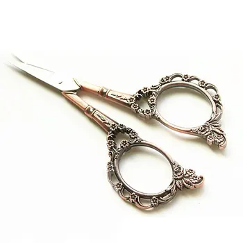 

1pc Vintage Sewing Scissors Flower Pattern Dressmaker Shears Scissors Antique Sewing DIY Scissors For Fabric Copper Tone