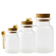 100 г 200 г 300 г пустая соль для ванны пластиковая закупоренная Бутылка круглая ABS соль для ванны контейнер для ложек пробковое дерево порошок Упаковка Банки горшок