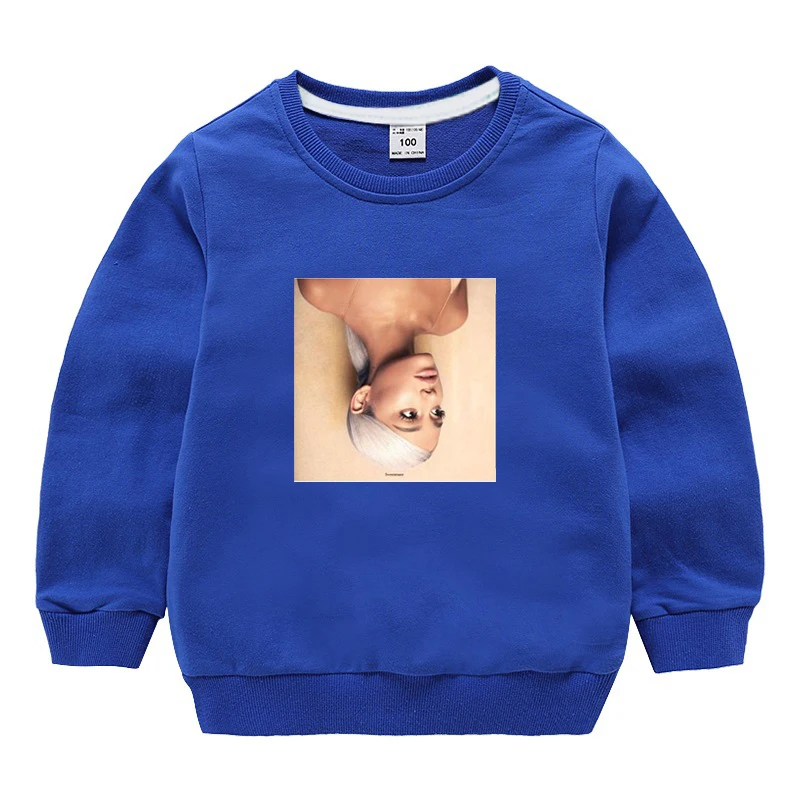 Ariana Grande/толстовки с капюшоном для детей; Модная рубашка; Одежда для мальчиков и девочек; костюмы с круглым вырезом; топы; пальто; пуловер; детские зимние пальто - Цвет: 996b-bj-12-12