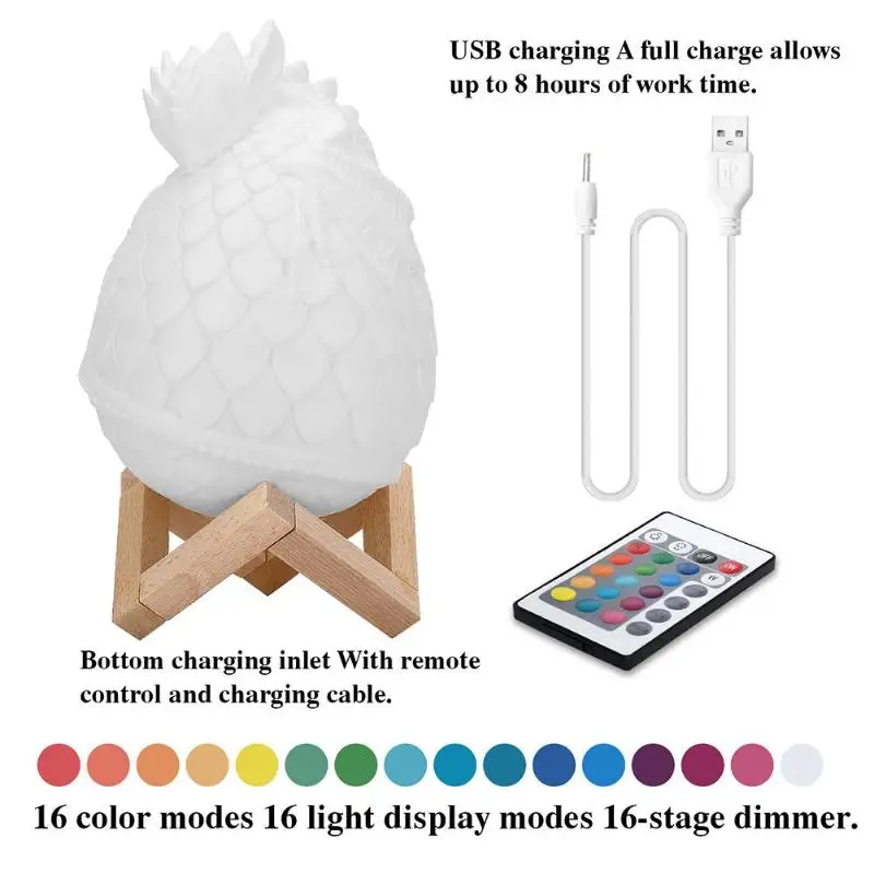 16 Colors 3D Printing Light Colorful Change LED Decorative Night Lamp Gift