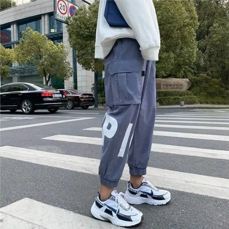 

Men's Autumn New Casual Pants Overalls Loose Trendy Feet Hong Kong Style Sports and Leisure Students Nine-point Pants