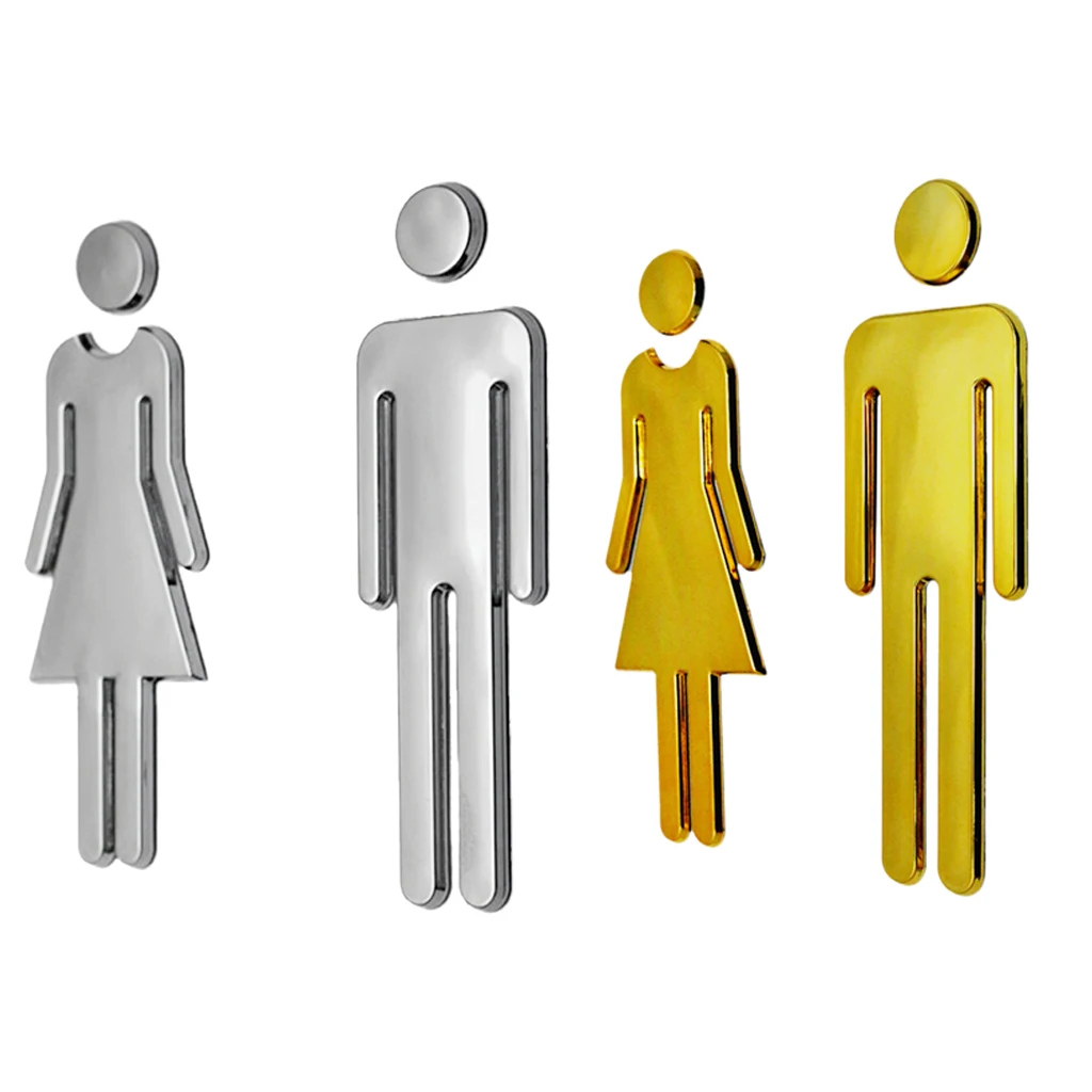 4Pcs Toilet/Loo/Bathroom/Restroom/WC Sings Door Wall Signage Plaque MAN & WOMAN Set