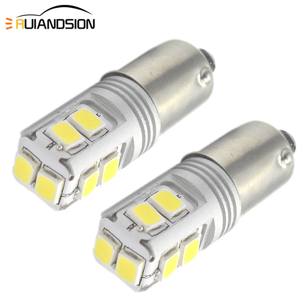 2 шт. Canbus ОШИБОК BAY9S BA9S BAX9S H6W H21W T4W 3030 10SMD светодиодный задний фонарь парковочные огни 3 Вт белый желтый AC/DC 12-24 В