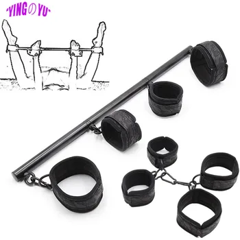 Bdsm Bondage Stainless Steel Adjustable Spreader Bar Fetish Slave Lace Neck Collar Handcuffs Ankle Cuffs Sex Toys for Couples 18 1