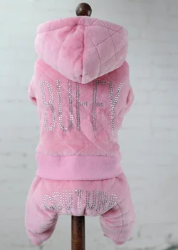 

Dog winter clothes thicken warm parkas for small Dogs Cats rhinestone letters pug clothes