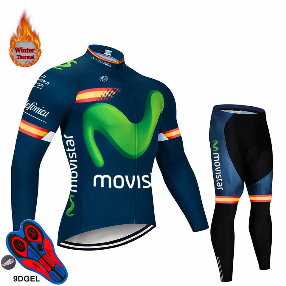 Movistar зимний Полярный комплект с длинными рукавами для велоспорта, Мужская одежда, одежда для велоспорта, одежда для велоспорта - Цвет: 3