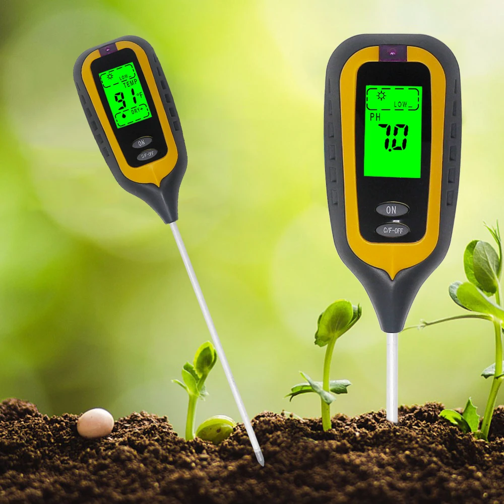 4 In1 LCD Digital PH Meter Tester Soil Moisture Temperature Plant Hygrometer US 