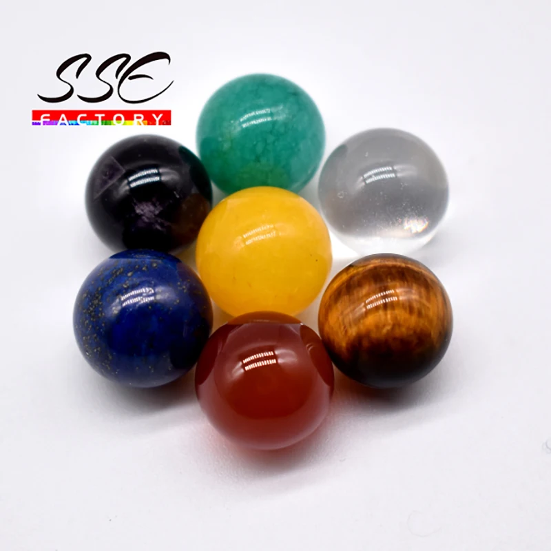 

7PCS Natural Tiger eye Amethysts Crystal Agates Lapis Lazuli Stone Beads Round Beads 16mm For Jewelry Making Decoration Ball C40