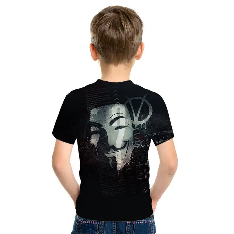 Г. Футболка с 3d принтом фильма V for Vendetta летние модные топы для мальчиков и девочек, рубашка детская одежда с принтом детская футболка