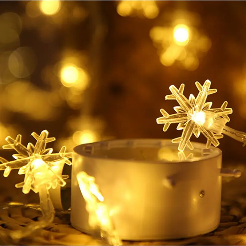 Christmas Snowflake Light Fairy String Led Lights Garland Hanging Ornaments for Merry Christmas New Year Decoration 1.5/3/6/10M