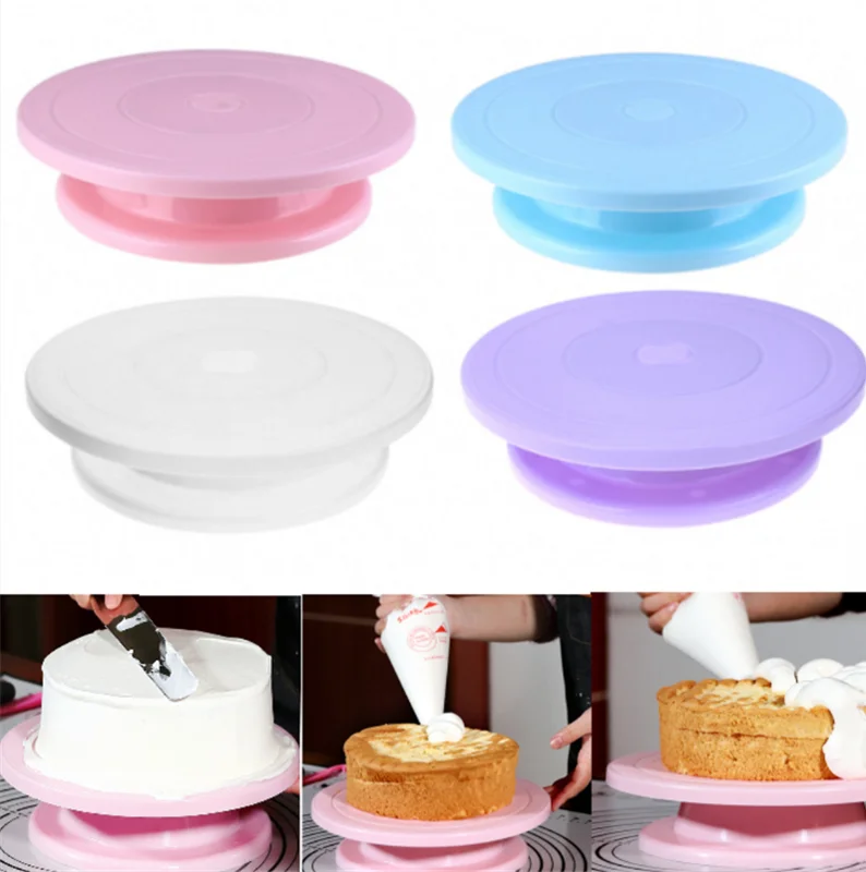 

2020 Plastic Cake Plate Turntable Rotating Anti-skid Round Cake Stand Cake Decorating Rotary Table Kitchen DIY Pan Baking Tool