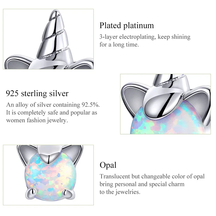 925 Sterling Silver Holographic Unicorn Earrings