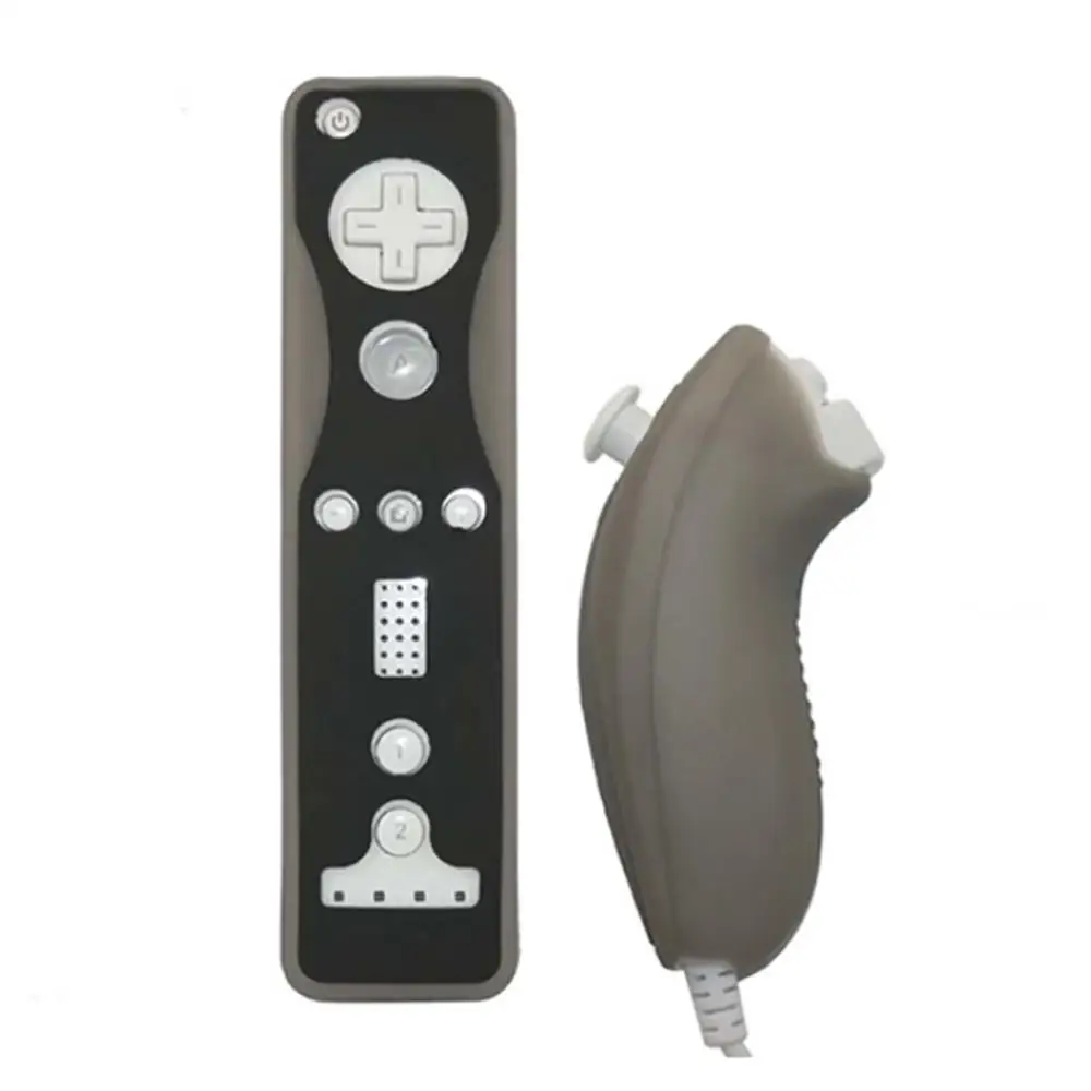 2 упаковки контроллер жестов и Nunchuck джойстик силиконовый чехол для nintendo wii Gamepad Console - Цвет: Черный