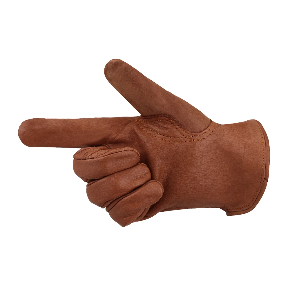 Brown Cow Leather Work Gloves General Use Motorcycle Drivers Safety Glove Men&Women Work Gloves Protective Gloves