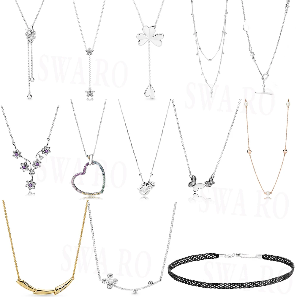 Ожерелье женское из серебра 925 пробы с радужными сердечками | Украшения и