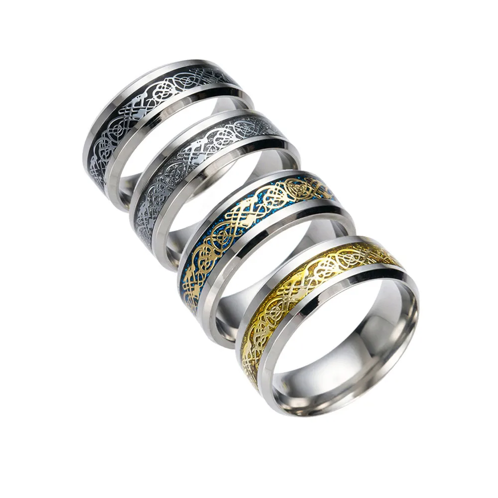 

Fashion Stainless Steel Titanium Steel Dragon Ring With Silver Golden Dragon Stainless Steel Ring women Couple Ring Accessorie