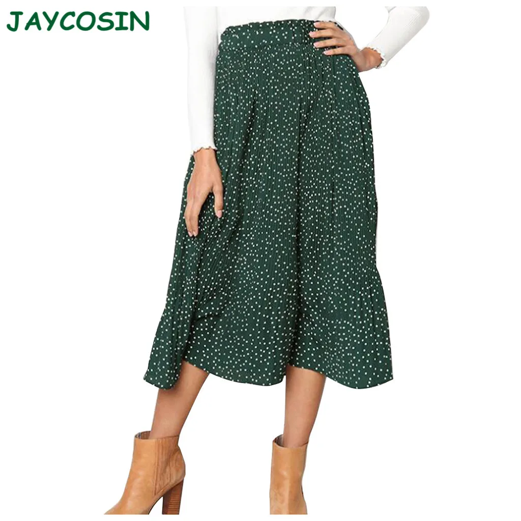 JAYCOSIN одежда женская шифоновая высокая талия сексуальные юбки Женская мода с рюшами в горошек оборками Длинная юбка с подолом весна лето 1202