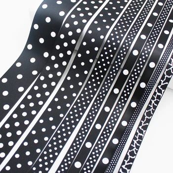 

5 Meter/Lot Black Color Polka Dot Grosgrain Ribbon Print Swiss Dot Satin Ribbon For DIY Accessories 6mm 9mm 16mm 22mm 25mm 38mm
