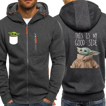 

This Is My Good Side Baby Yoda Men Hoodies Streetwear Hip Hop Jackets Spring New 2020 The Mandalorian Zipper Hooded