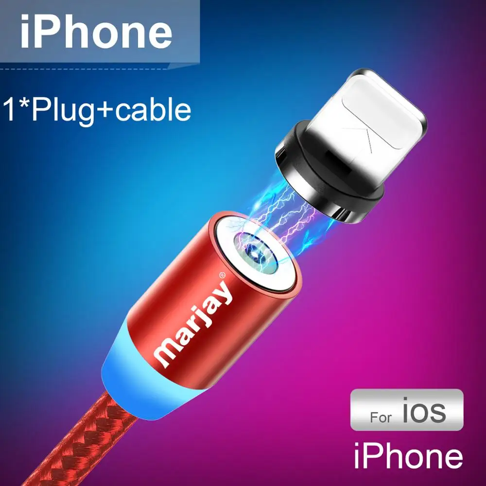 Магнитный usb-кабель Marjay для быстрой зарядки для huawei, кабель type-C для samsung, магнитный usb-кабель для зарядки iPhone, кабель Micro-USB - Цвет: Red for iPhone