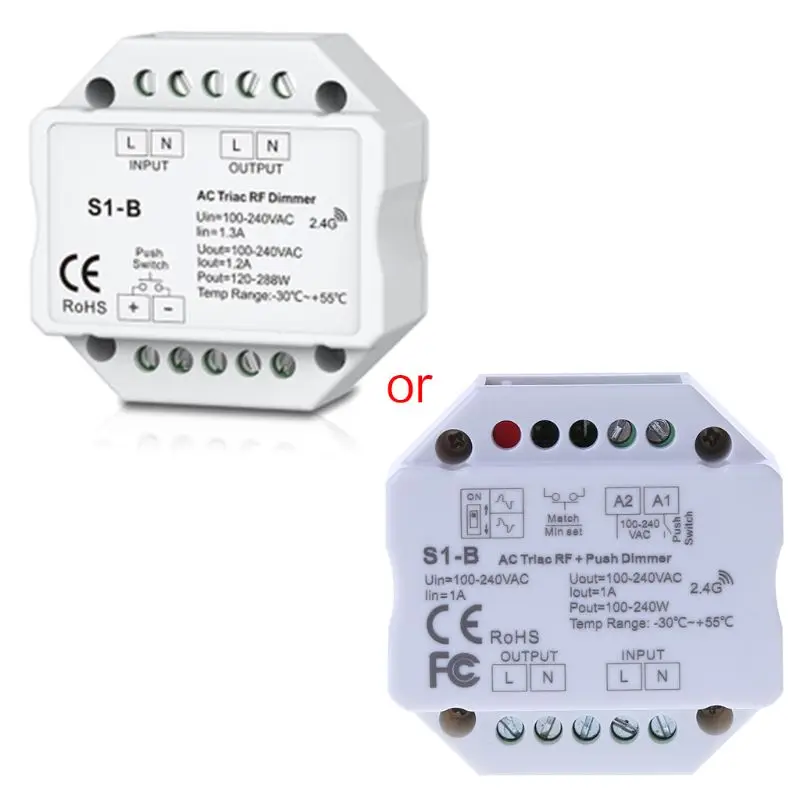 AC RF Triac Диммер Беспроводной светодиодный светильник с регулируемой яркостью для одноцветной лампы