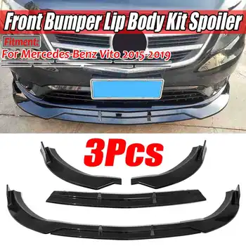 

New 3pcs Car Front Bumper Splitter Lip Chin Body Kit Spoiler Diffuser Guard Protection For Mercedes For Benz Vito 2015-2019