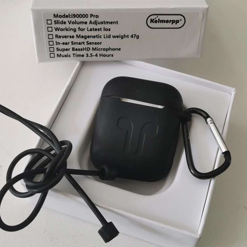 Наушники i90000 Pro TWS H1 с чипом Bluetooth 5,0, раздельные беспроводные наушники 8D с супер басами для всех смартфонов - Цвет: i90000Pro Black cas