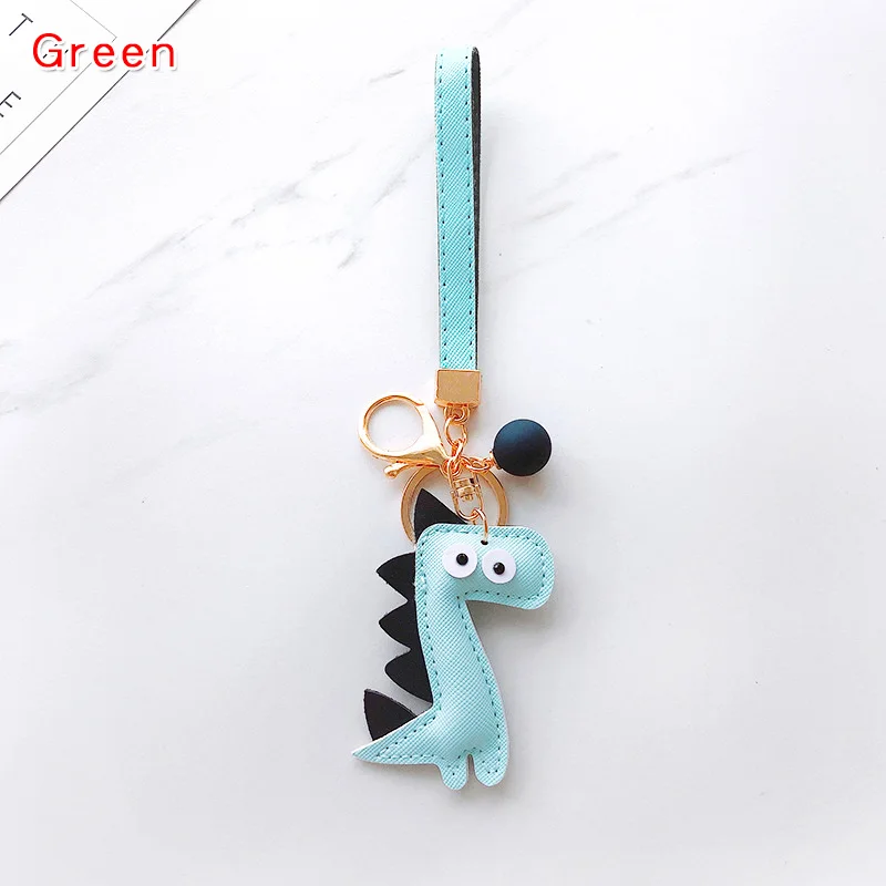 Green Милый брелок для ключей динозавры мультфильм животное кукла брелок Kawaii креативный брелок для ключей сумка автомобиль ювелирный подвесной Шарм для женщин девочек Подарки - Цвет: Green