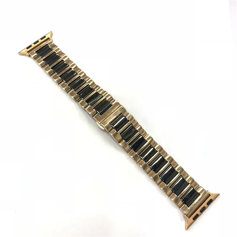 Rose gold Black Керамический ремешок для apple watch 5, 4 ремешка 42 мм, 38 мм, iWatch band 44 мм, 40 мм, спортивные браслеты с петлей, браслет correa, apple watch 3, 2, 1 - Цвет ремешка: Rose gold Black