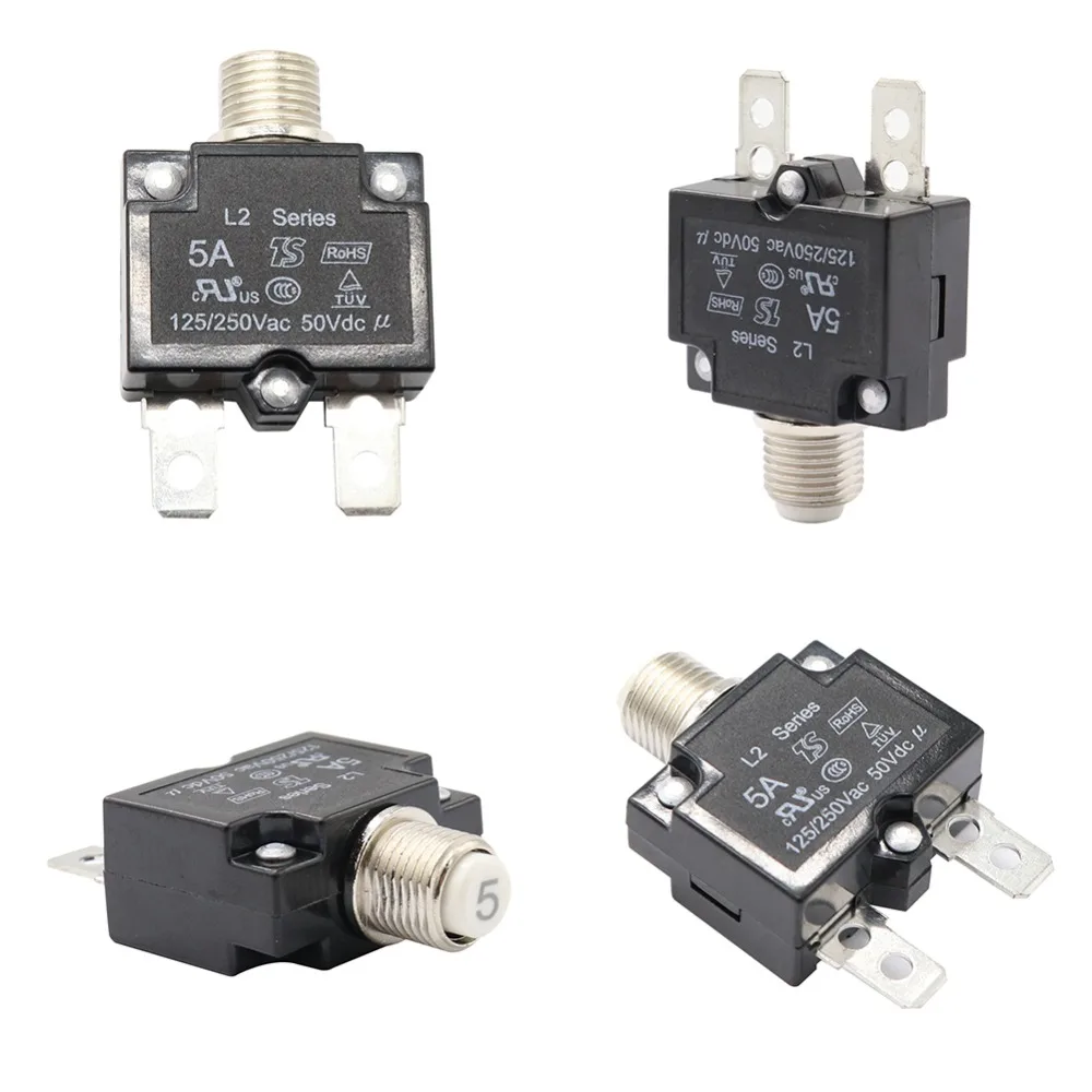 30 Amp Thermal Circuit Breaker, Push Button Reset - 125/250V AC 32V DC, Overload Protector Switch (2 Pack)