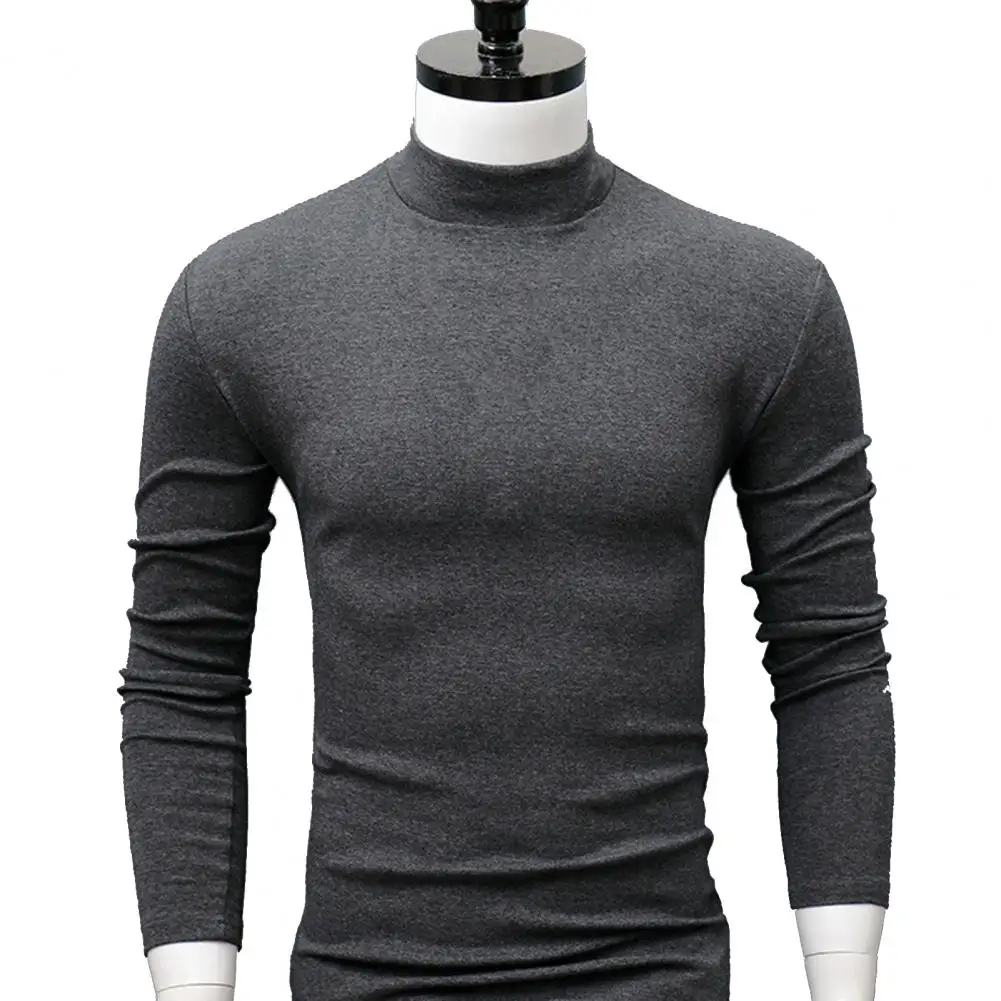 New Men's Sexy Slim Fit Turtleneck Sweater Pullover Male Autumn Solid Color Long Sleeve High Neck Knitted Sweater Pullovers