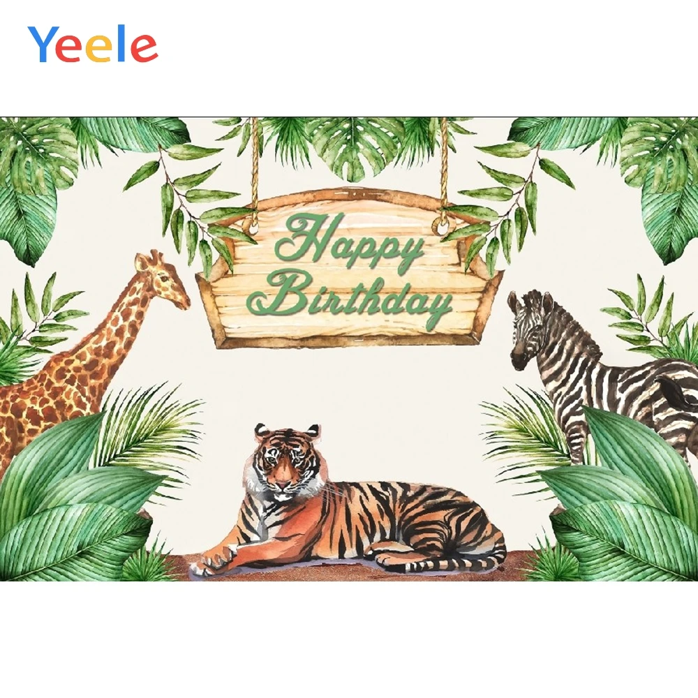 Yeele день рождения тропические пальмы мультфильм животные Детские фотографии фон Индивидуальные фотографические фоны для фотостудии