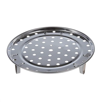 

Silver Tone Stainless Steaming Rack Tray w Stand for Cooker