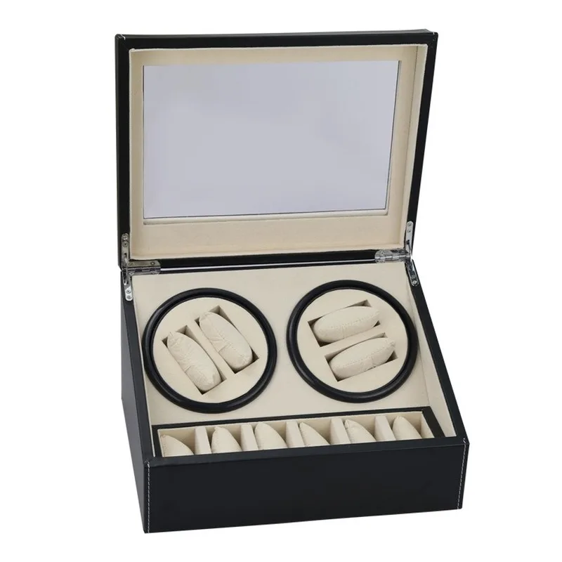 

Watch Box Automatic Watch Winder Rotator Holder PU Leather Watch Winding Storage Case 4+6 Display Box Organizer Silent Operation