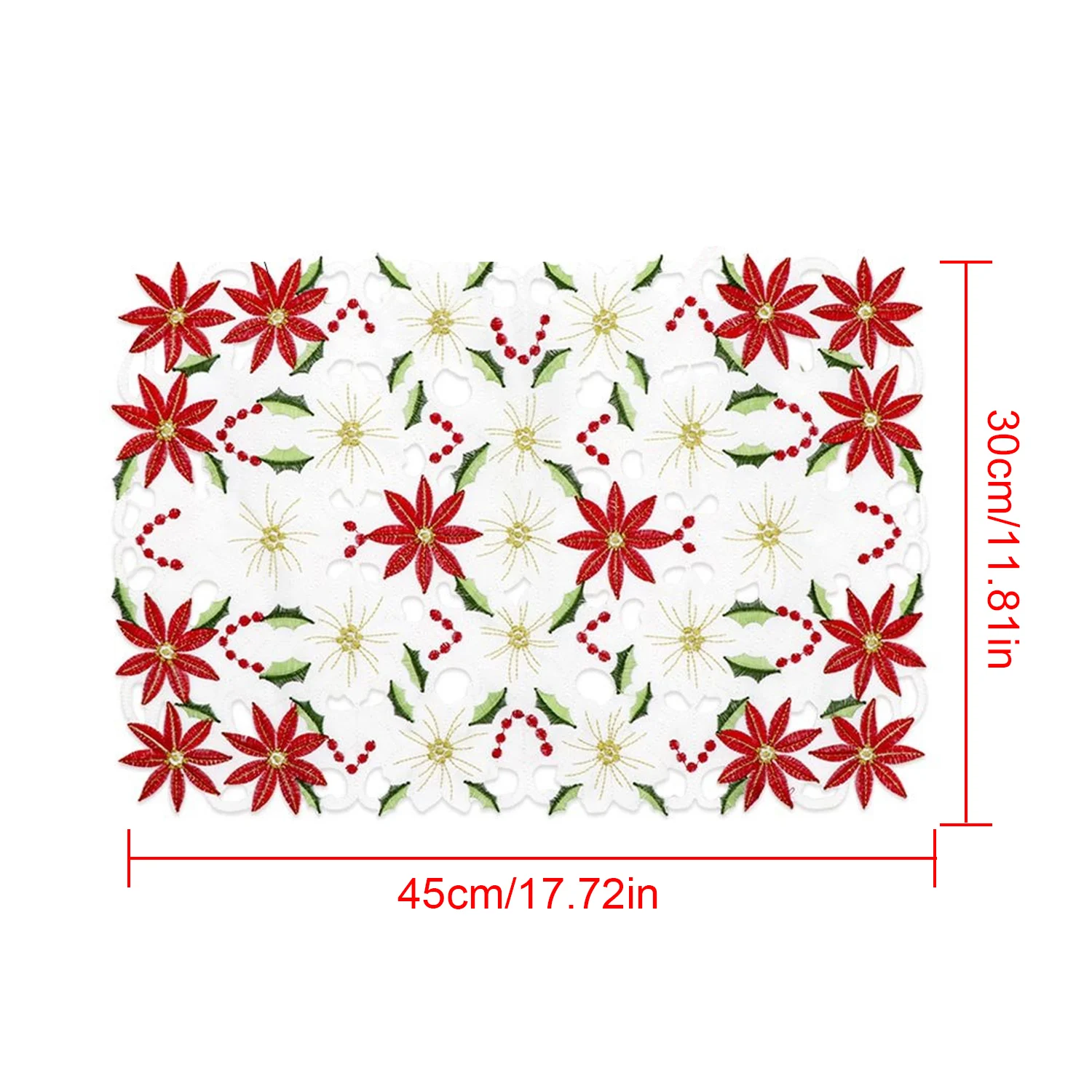 Behogar Рождественская салфетка под приборы с вышивкой Poinsettia Holly Лист Настольный Коврик для еды на Рождество праздник вечеринку ОБЕДЕННЫЕ принадлежности
