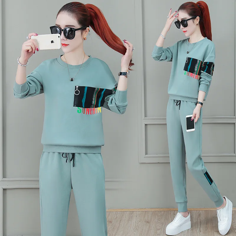 

Casual Sports WOMEN'S Suit 2020 New Style Spring And Autumn Trend Korean-style Loose Fashion Hoodie Long Sleeve Trousers Two-Pie