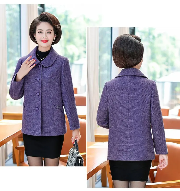 Middle-aged Spring And Autumn New Style Tops Middle-aged Women Dress Woolen Jacket 30-50-Year-Old Middle-aged Spring And Autumn