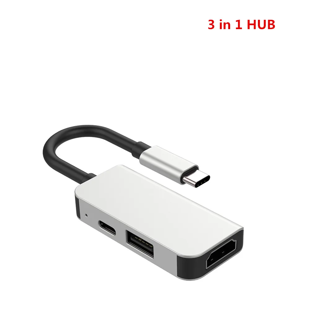 6 в 1 USB 3,0 Высокоскоростные порты type-C концентратор Usb-C до 4K 30HZ HD ноутбук Rj45 Gigabit Ethernet сеть PD концентратор - Цвет: 3 in 1 USB-C HUB