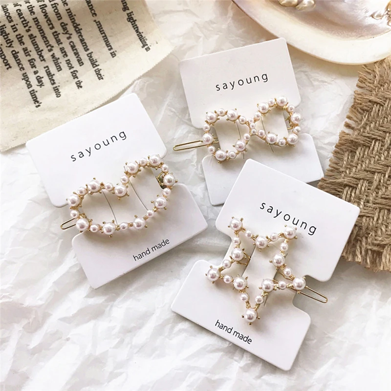 Новинка элегантная заколка для волос с жемчугом Ретро стиль бантом аксессуары
