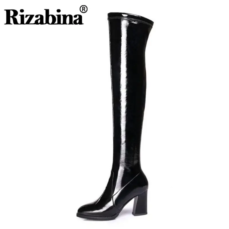 RIZABINA Sexy High Heels Women Boots Over The Knee Stretch High Botas
Mujer Real Genuine Leather Women Winter Boots Size 34-42