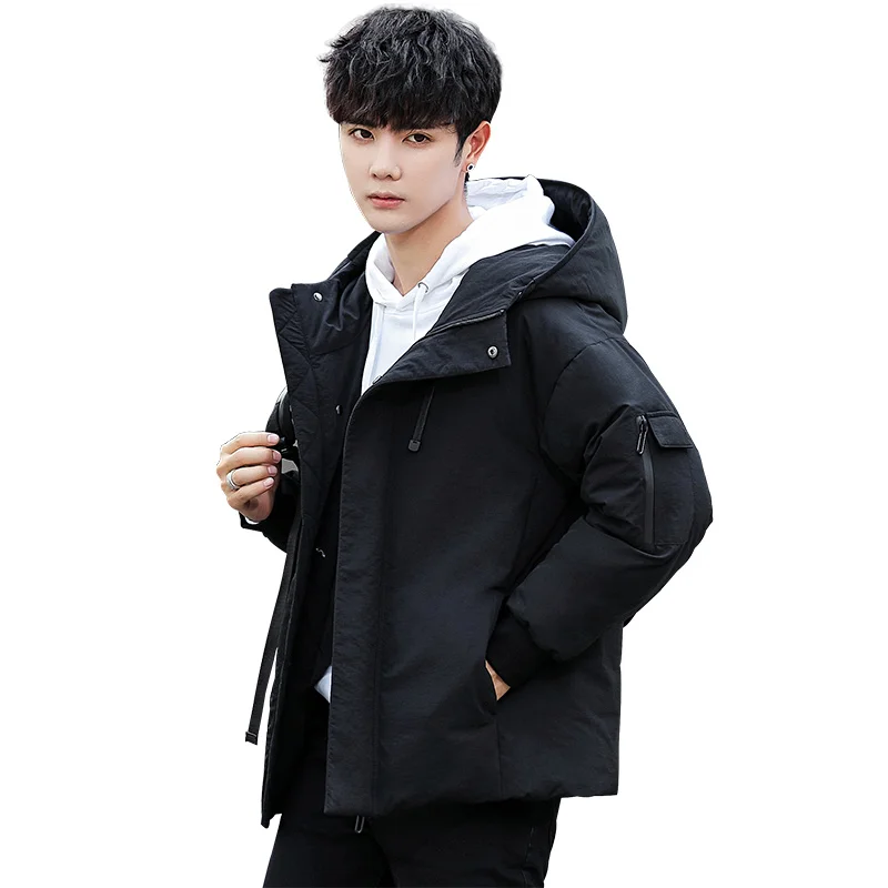Single Road Down Jacket Men Casual Fashion Winter Jacket for Men Hooded Windbreaker Duck Coat Male Outwear Warming Coat Man - Цвет: Black Down Jacket