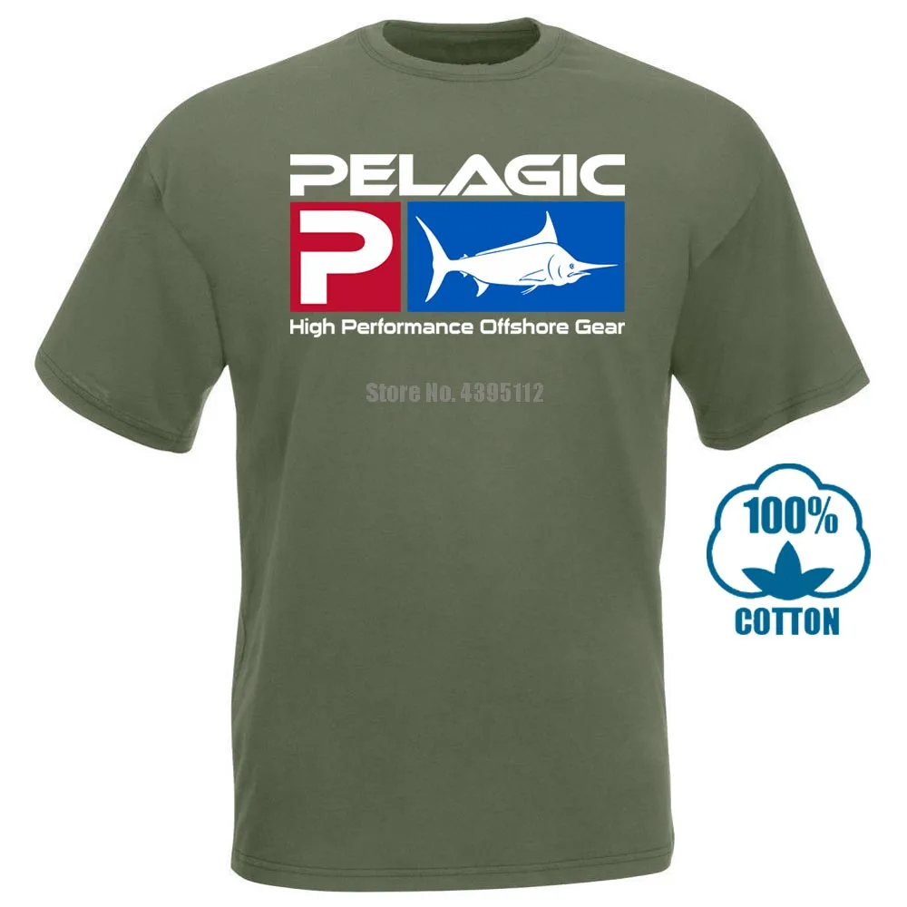 Новая футболка Pelagic Fisher Offshore, графическая футболка черного цвета, размеры s m l Xl 2Xl, хлопок, футболка, Топы - Цвет: Армейский зеленый