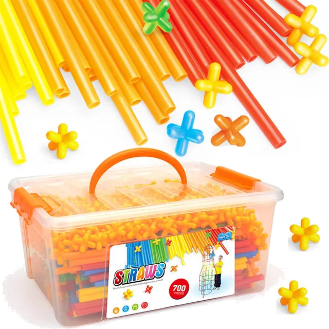 4D DIY Straw Blocks Plastic Stitching Inserted Assembled Construction Toys Engineer Educational Toys for Kids Gift 1