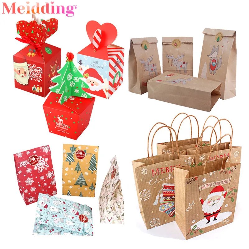 

Christmas Candy Box Wedding Birthday Party Decorations Cookie Bag Gift Box Packing Boxes Christmas Decor for Home Kerst Noel