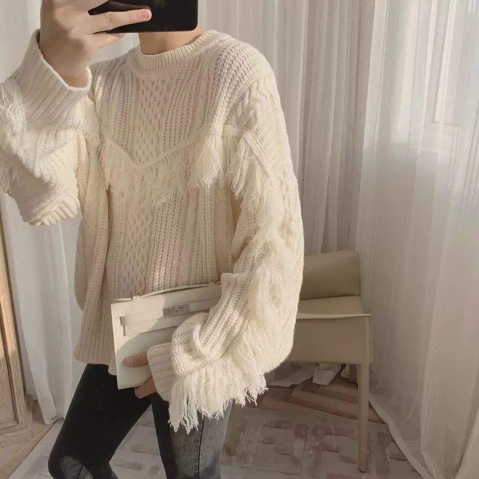 Sweater female 2019 autumn sweater new loose thick street fashion foreign gas lazy wind tassel sweater coat Sweater female 2019 autumn sweater new loose thick street fashion foreign gas lazy wind tassel sweater coat