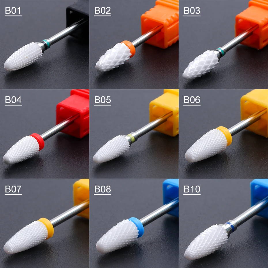 22 типа керамический сверло для ногтей зонтик пуля пламя вращается заусенцев фреза для маникюра педикюра Инструменты для дизайна ногтей SAB01-23