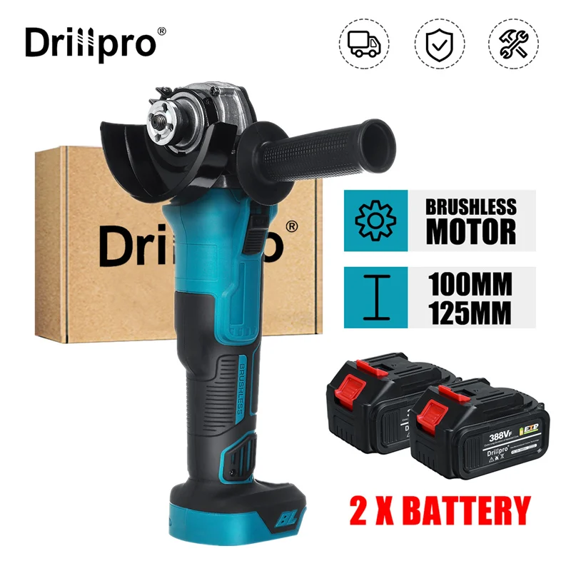 Drillpro 125MM Brushless Electric Angle Grinder Li-Ion Battery Polisher Cutting Machine DIY Power Tools For Makita 18V Battery 2